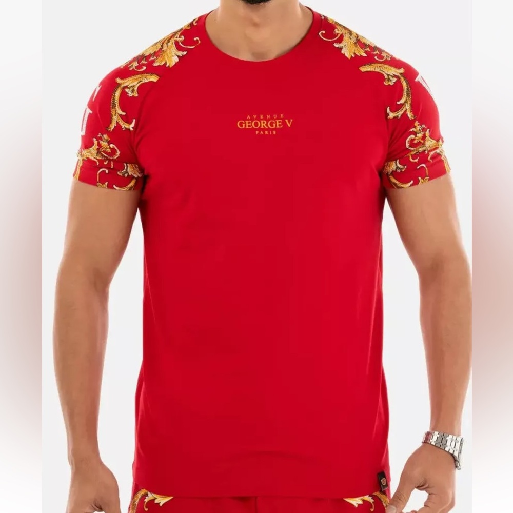 Avenue George V Paris Shortset men’s Red 2 piece Set Baroque design XL 2xl 3XL